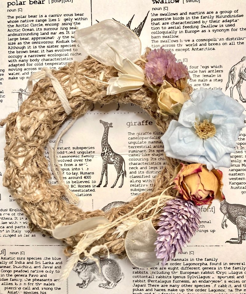 Twist eternal wreath handmade wreath floral design material package - ช่อดอกไม้แห้ง - ผ้าฝ้าย/ผ้าลินิน สีกากี