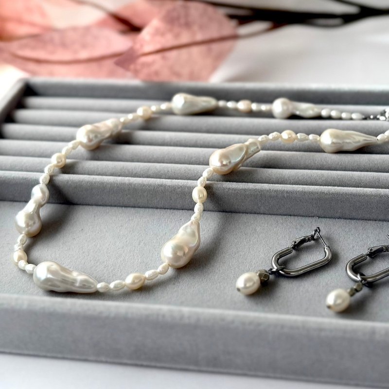 SV バロックパール ネックレス 淡水パール アジャスター付　淡水パール 珍珠項鍊　珍珠项链　pearl necklace - 項鍊 - 珍珠 