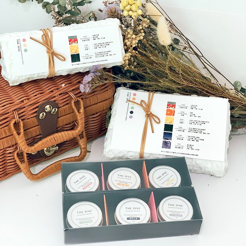 Scent-testing small candle gift box | Natural essential oil energy candle - เทียน/เชิงเทียน - โลหะ 