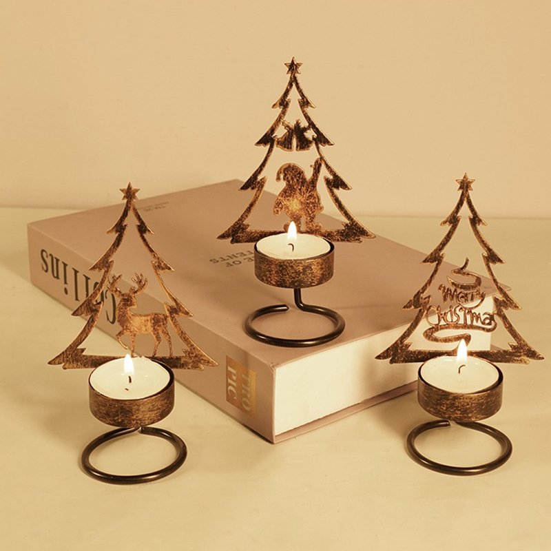 Christmas iron tea candle holder with four Wax - Candles & Candle Holders - Other Metals 