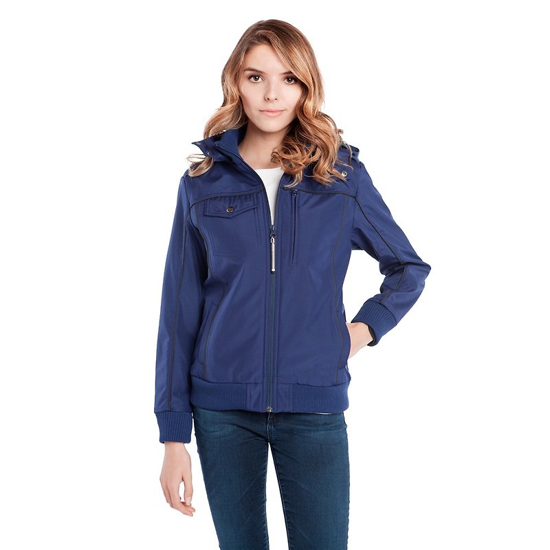 BAUBAX BOMBER multifunction flight jacket (female) - Blue - Women's Blazers & Trench Coats - Wool Blue