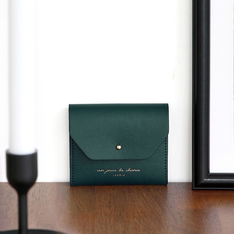ICONIC Staff Style Leather Ticket Holder Coin Purse M-Peacock Green, ICO52224 - Card Holders & Cases - Faux Leather Green