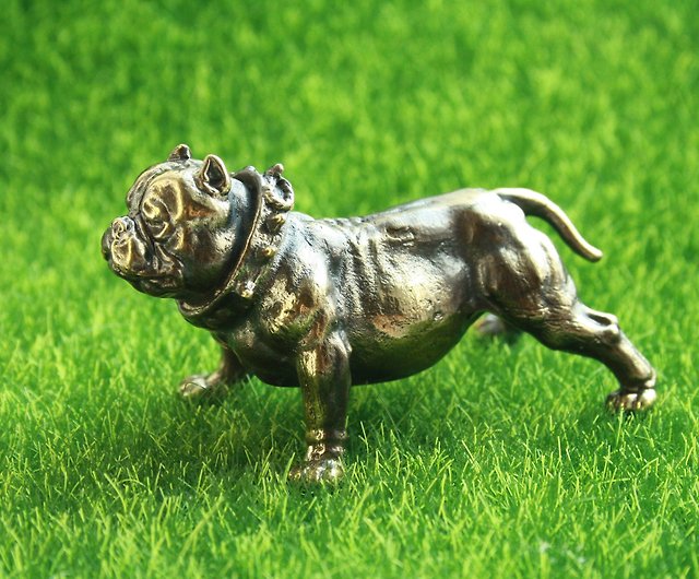アメリカンブリー、ピットブル犬-ブロンズのミニチュア像、金属製の置物 - ショップ ArtBronze 置物 - Pinkoi