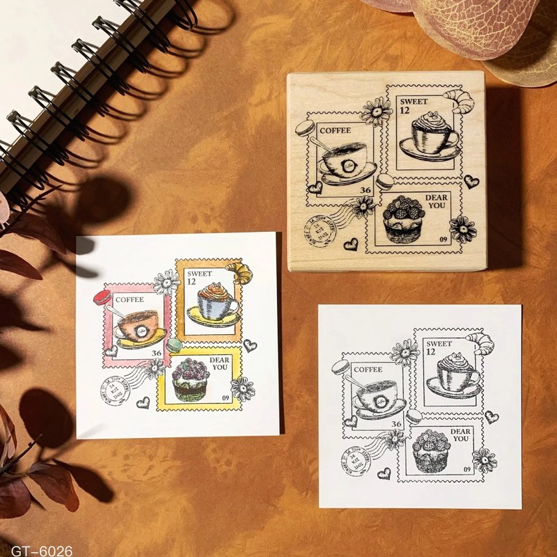 Maple Wood Stamp-Dessert Coffee Stamp Set GT-6026 - ตราปั๊ม/สแตมป์/หมึก - ไม้ 