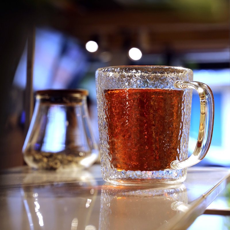雙層玻璃|鎚目紋馬克杯(400ml) - 咖啡杯/馬克杯 - 玻璃 