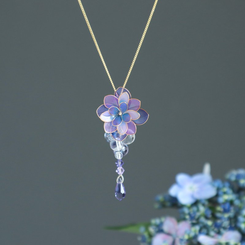 紫雫の紫陽花首飾り - 項鍊 - 其他材質 紫色
