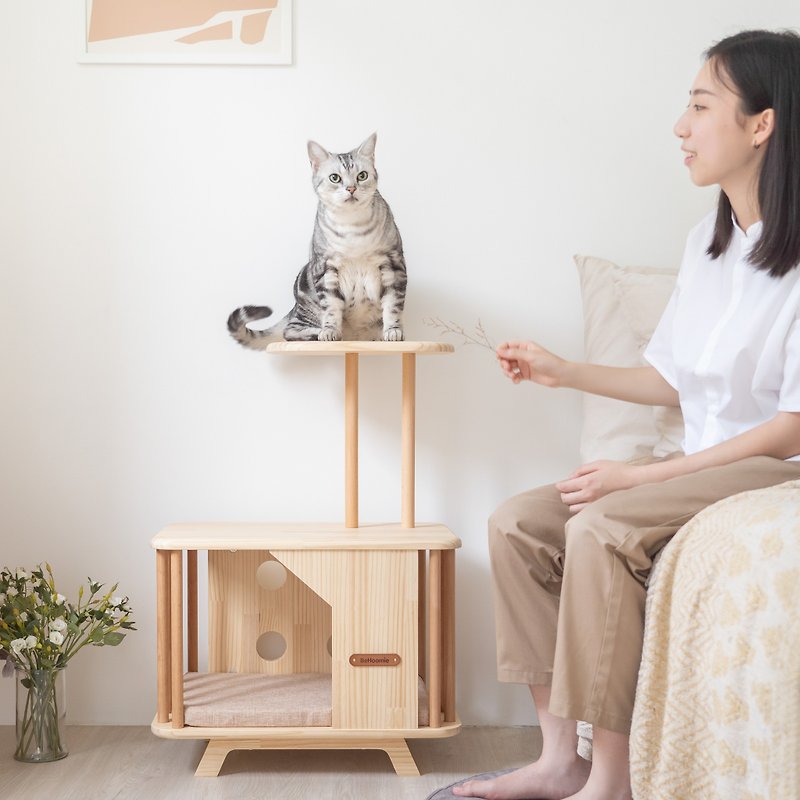 Log double-layer pet nest/side table