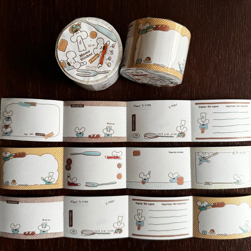 Vintage Cafe // Note Sticker Roll - Washi Tape - Plastic White