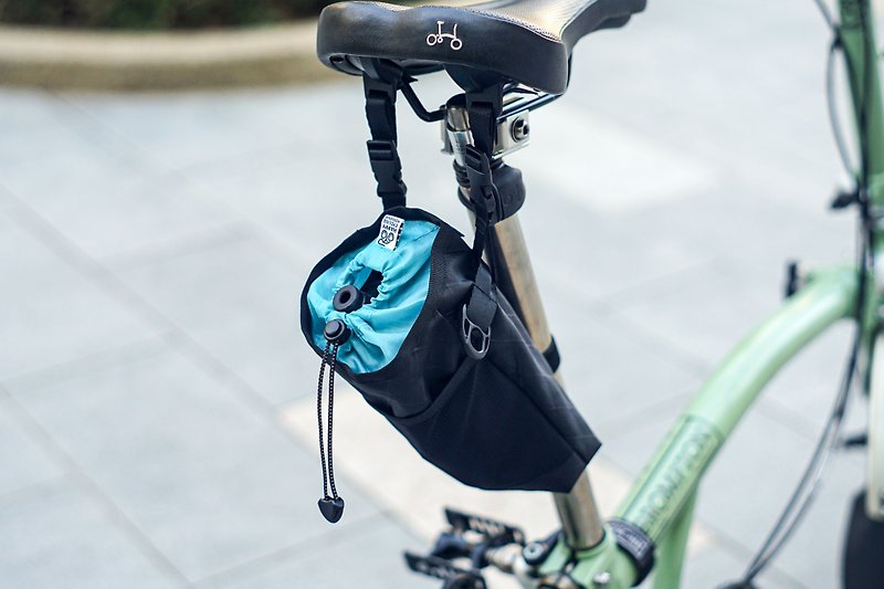Brompton 2 in 1 saddle bag (X-Pac fabric from USA) Black/Turquoise - Bikes & Accessories - Waterproof Material Black