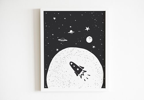 ABCco Rocket, ロケット, Space rocket, Digital print, JPG, Nursery wall art, Baby poster