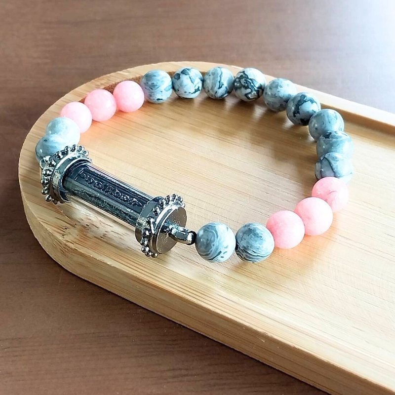 Amulet jewelry, Howlite Stone and Rose Quartz bracelet, blessing bracelet. - 手鍊/手鐲 - 石頭 