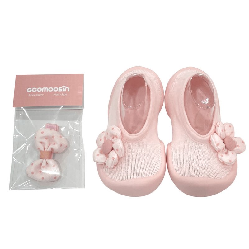 韓國 Ggomoosin 學步襪鞋 - 粉紅小花妞 (短版) - 嬰兒鞋/學步鞋 - 棉．麻 