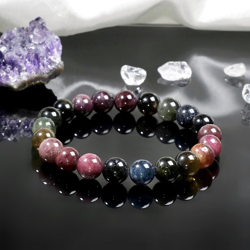 #504 One Picture One Thing/9mm Cat Eye Black Rose Tourmaline Crystal Bracelet Black Beauty Tourmaline Beauty and Health - Bracelets - Crystal Multicolor