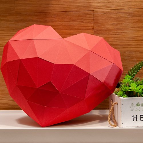 問創 Ask Creative DIY手作3D紙模型擺飾 禮物 掛飾 情人節系列 - 大愛心&小愛心壁飾