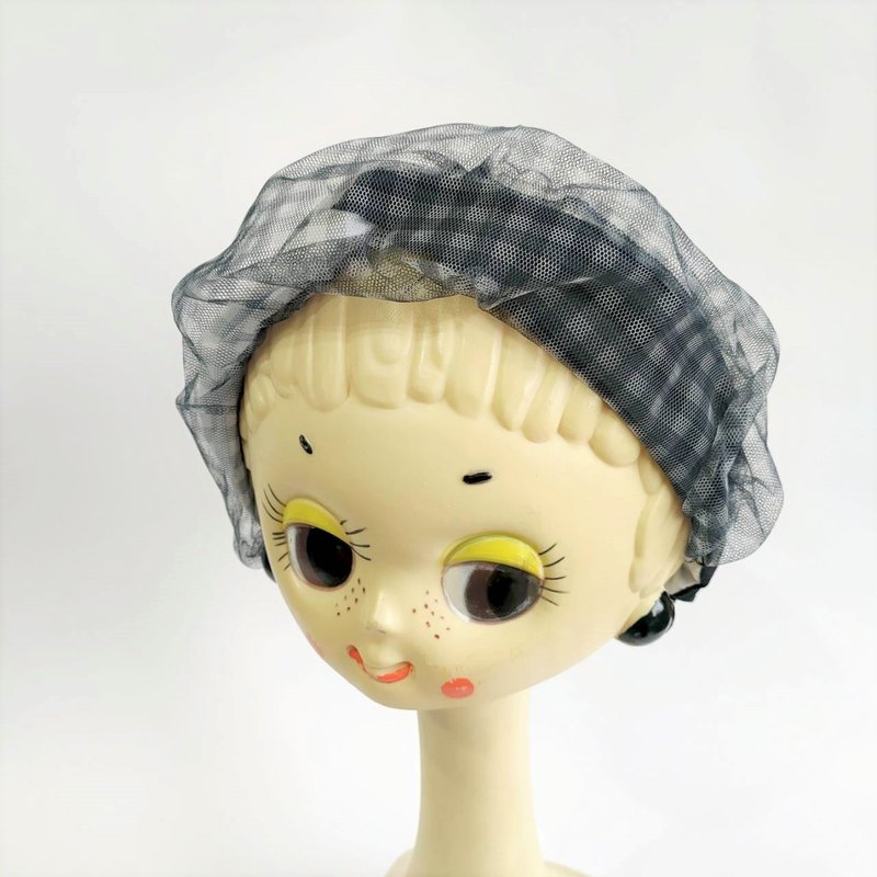 Petitbebe ~黑色格子網紗交錯髮帶 - 髮夾/髮圈 - 棉．麻 
