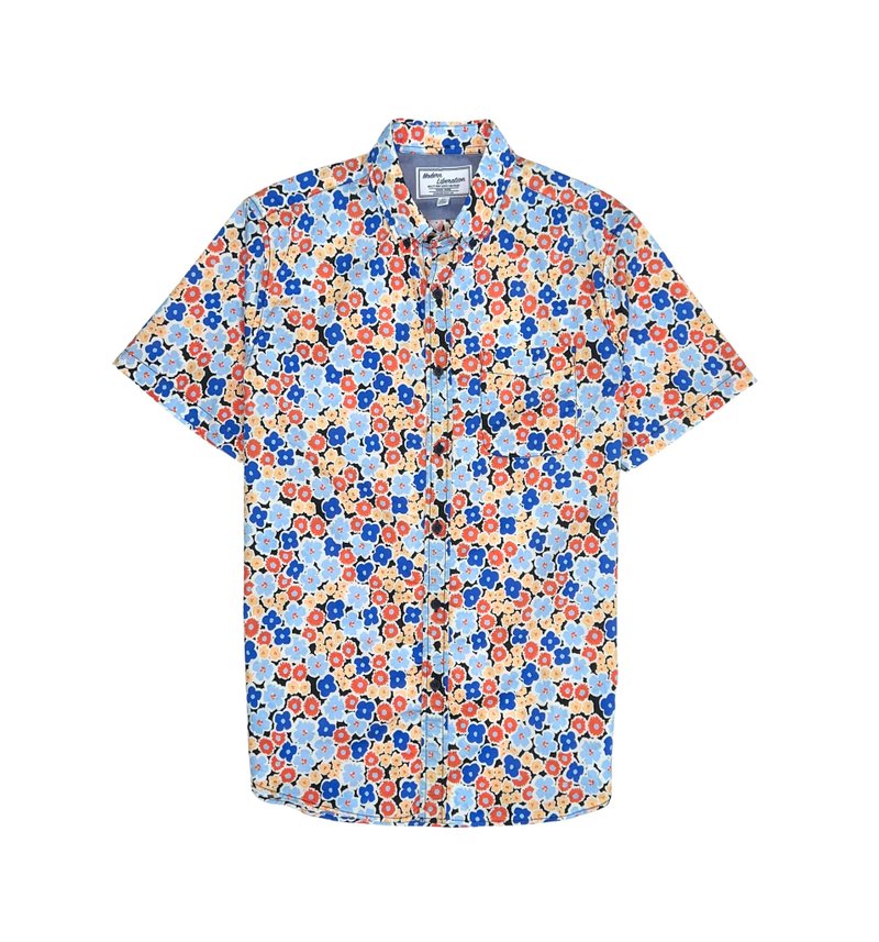 Men's Color Flower Shirt - เสื้อเชิ้ตผู้ชาย - ผ้าฝ้าย/ผ้าลินิน ขาว