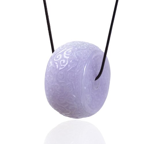瓔珞珠寶盒 E.L.Jewelry Box 【萬事亨通】紫羅蘭翡翠雕花路路通項鍊 |天然緬甸玉翡翠A貨|送禮