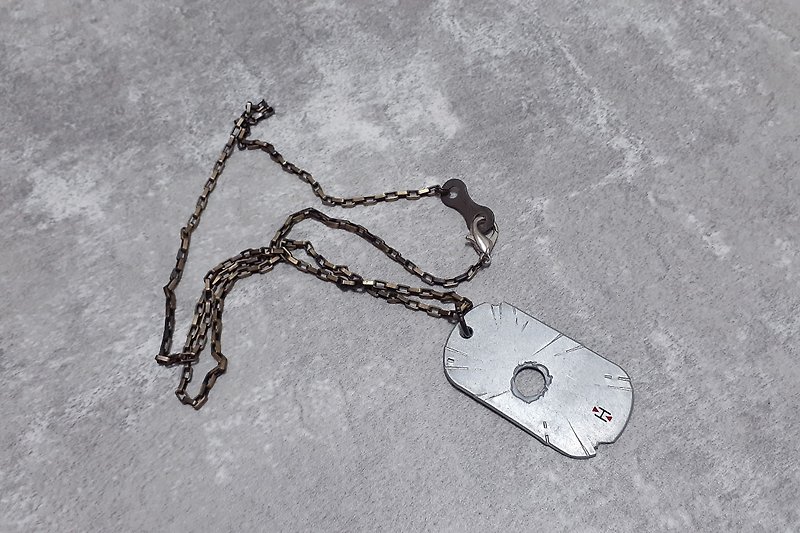 HANS HAND Handmade Aging-Bullet Hole-Metal Military Dog Tag Necklace - สร้อยคอ - อลูมิเนียมอัลลอยด์ สีเงิน