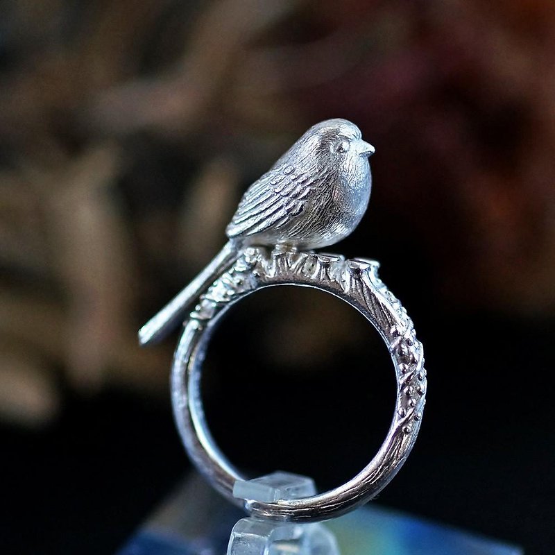シマエナガ（白）のリング - 戒指 - 其他金屬 