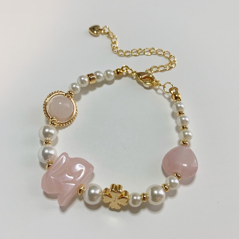 祝福與愛水晶手鍊 － 粉晶與珍珠手作飾品 - 手鍊/手鐲 - 水晶 粉紅色