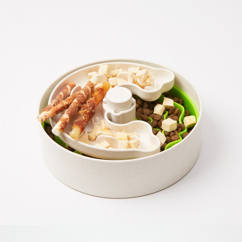 Rotating puzzle LITE extremely slow series slow food bowl (first sprout green) - ชามอาหารสัตว์ - พลาสติก 