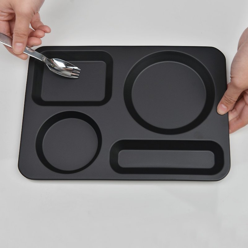 日本高桑金屬 日製不鏽鋼限定色個人餐盤-黑色 - 盤子/餐盤 - 不鏽鋼 