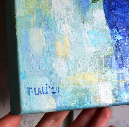 オリジナル油絵キャンバス厚塗り 30x24 黄色の花ひまわり静物画