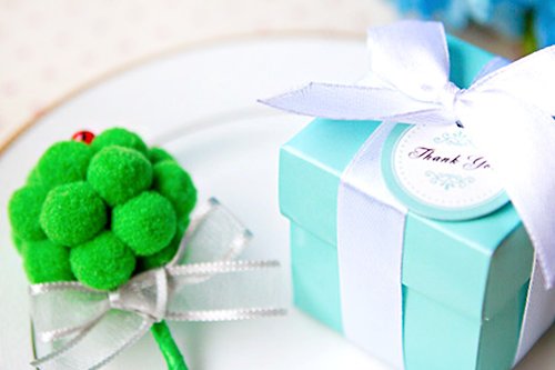 幸福朵朵 婚禮小物 花束禮物 Tiffany盒裝傳遞幸福(祝福快娶)花椰菜鑰匙圈 驚喜抽獎 桌上禮
