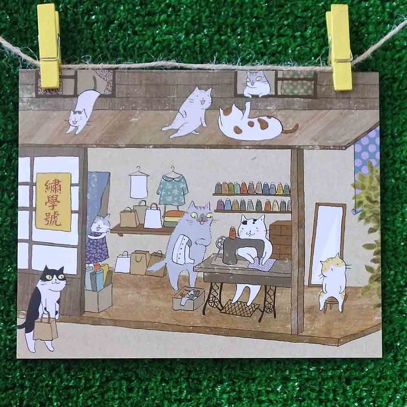 3貓小舖貓咪插畫明信片(畫家:貓小姐) –家庭洋裁 - 心意卡/卡片 - 紙 