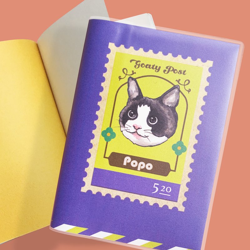 Postage Stamp Booklet - Cat Popo - Notebooks & Journals - Paper Orange