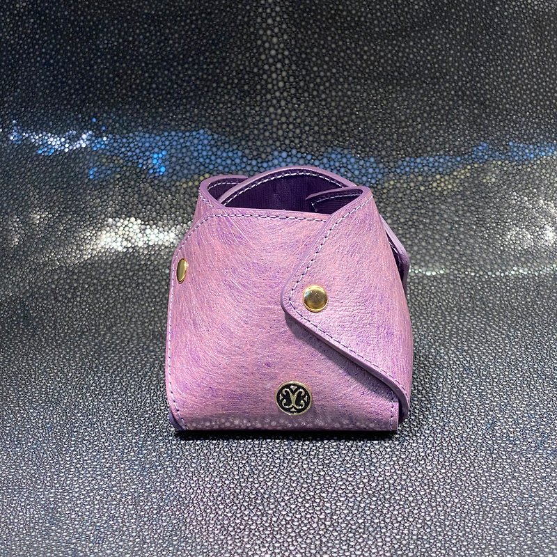SWEETBURDEN silk cowhide-pen holder pen holder sundry storage handmade genuine cowhide - Pen & Pencil Holders - Genuine Leather Purple