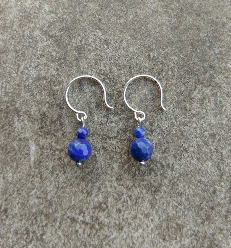 Blue natural stone Silver Earrings - ต่างหู - โลหะ 