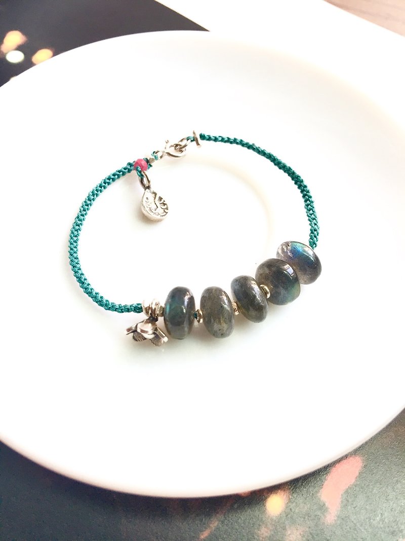 Ops Labradorite silver blue light bracelet -藍光拉長石/純銀 - 手鍊/手鐲 - 寶石 銀色