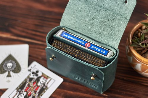 Sunbrilo Custom leather playing card holder double deck Gift for poker players