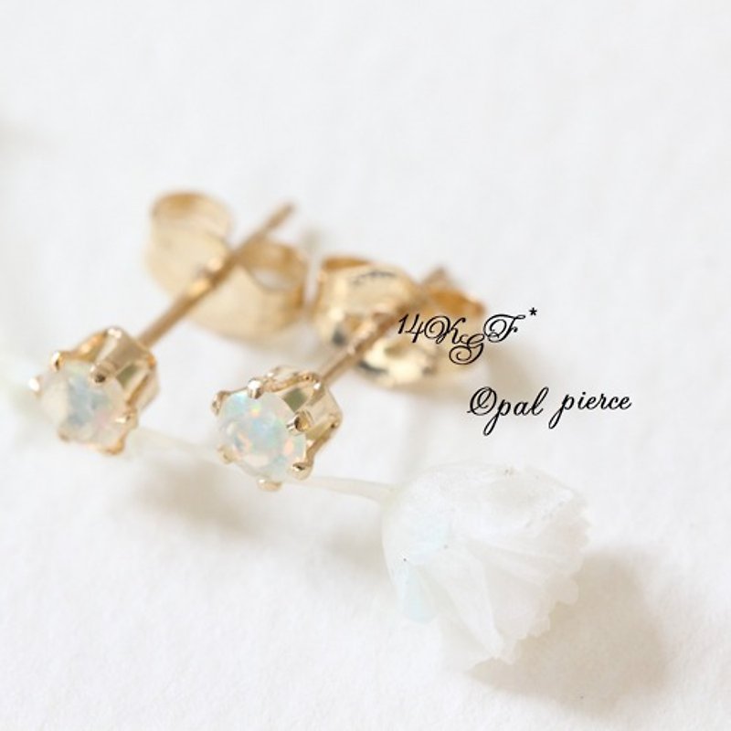 14kgf* opal single pierced earring - Earrings & Clip-ons - Gemstone 