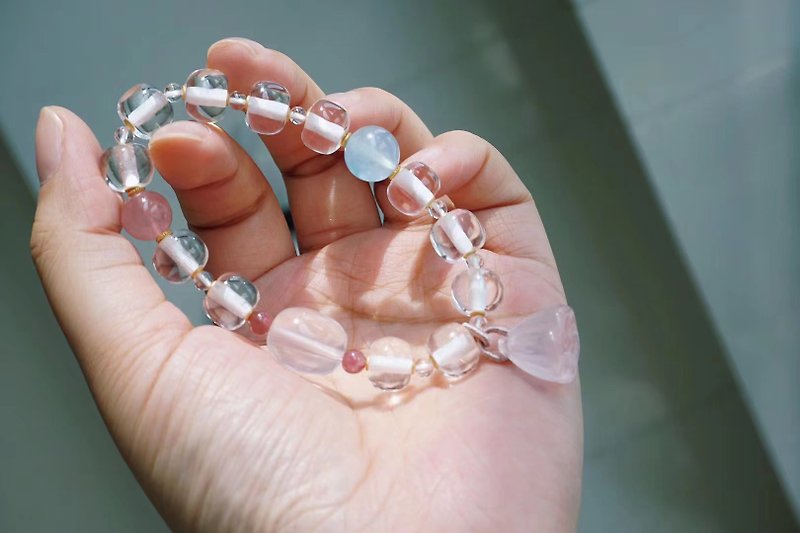 Raw ore white crystal. life number 9 - Bracelets - Gemstone 