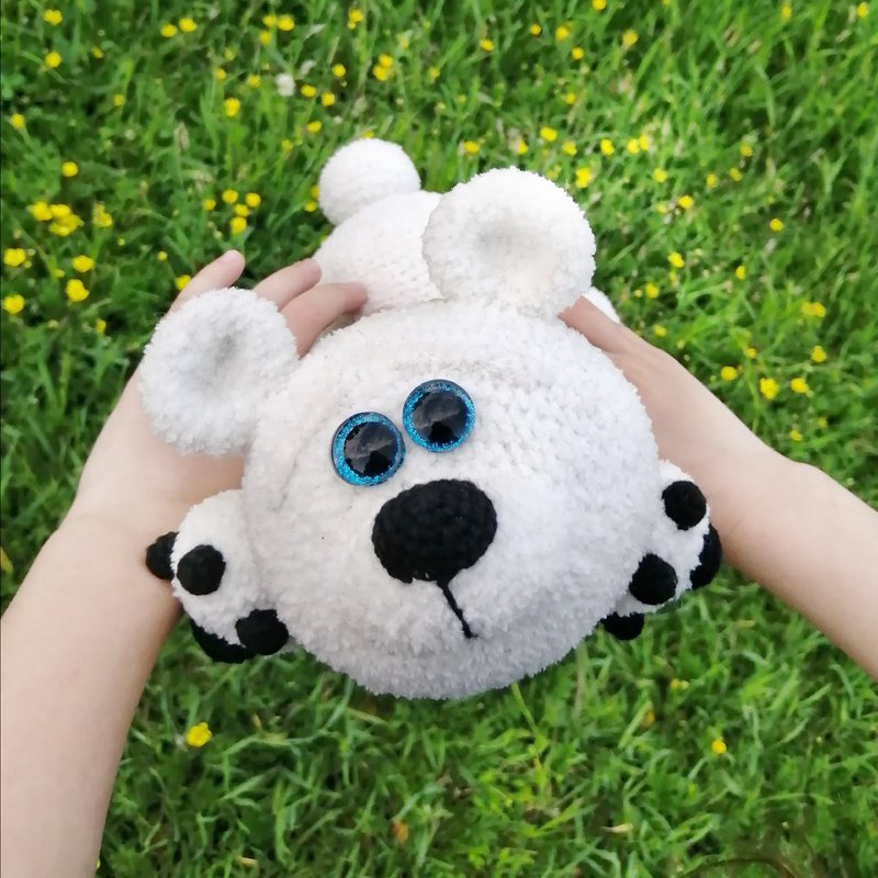 White teddy bear Polar bear Handmade teddy bear Crochet teddy bear Plush toy - Kids' Toys - Cotton & Hemp White