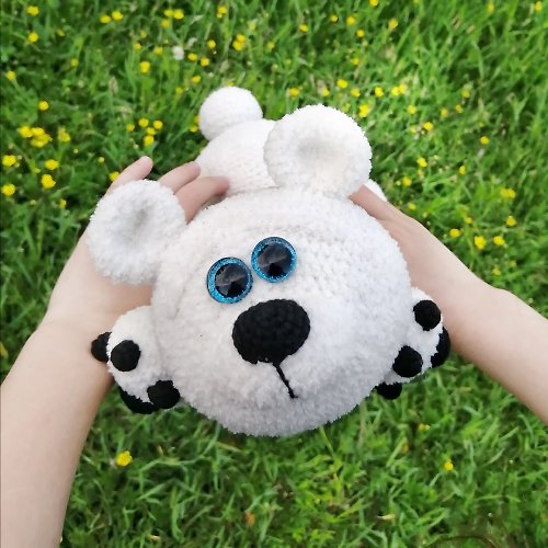 Samacvetik White teddy bear Polar bear Handmade teddy bear Crochet teddy bear Plush toy