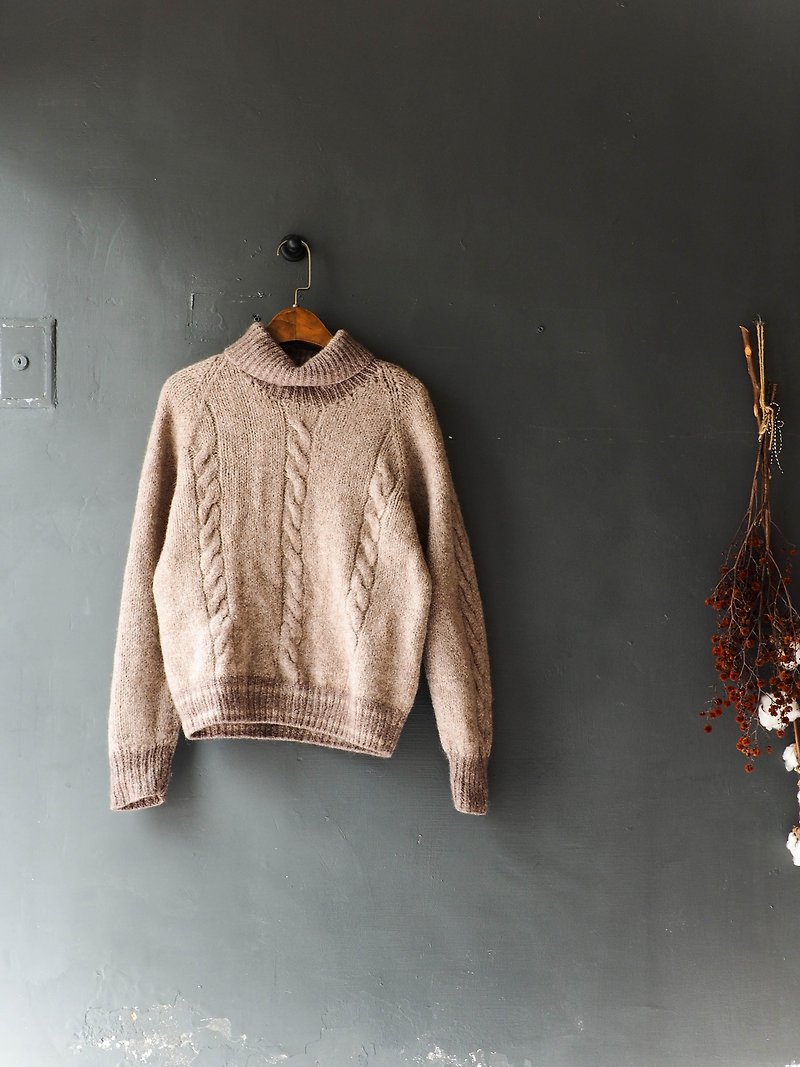 River Water - Kochi Ash apricot independent girl vintage wool sheep coat Vintage sweater cashmere vintage oversize - สเวตเตอร์ผู้หญิง - ขนแกะ สีกากี
