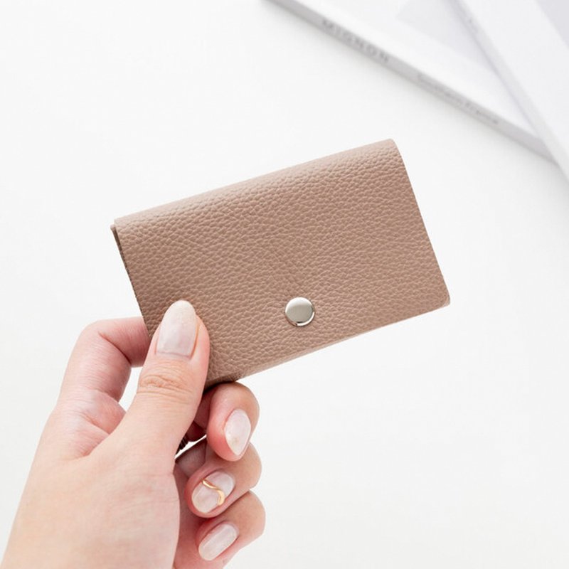 Minimal Wallet [Shrink Leather] Trifold Wallet Mini Wallet Compact Small Mother's Day HS58K - กระเป๋าสตางค์ - หนังแท้ สีนำ้ตาล