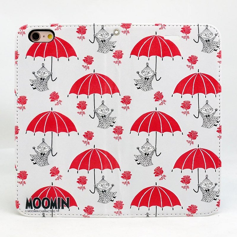 Moomin 噜噜 米 Genuine Authorization-Magnetic Phone Holster [Little Red Umbrella] - Phone Cases - Genuine Leather Red