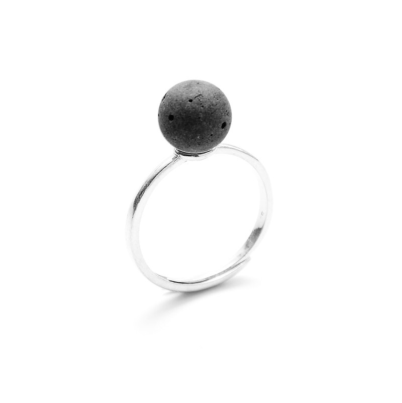 Mini Moon Total Lunar Eclipse Cement Ring / Ring | Planet Series (Silver/ Rose Gold) - General Rings - Cement Black