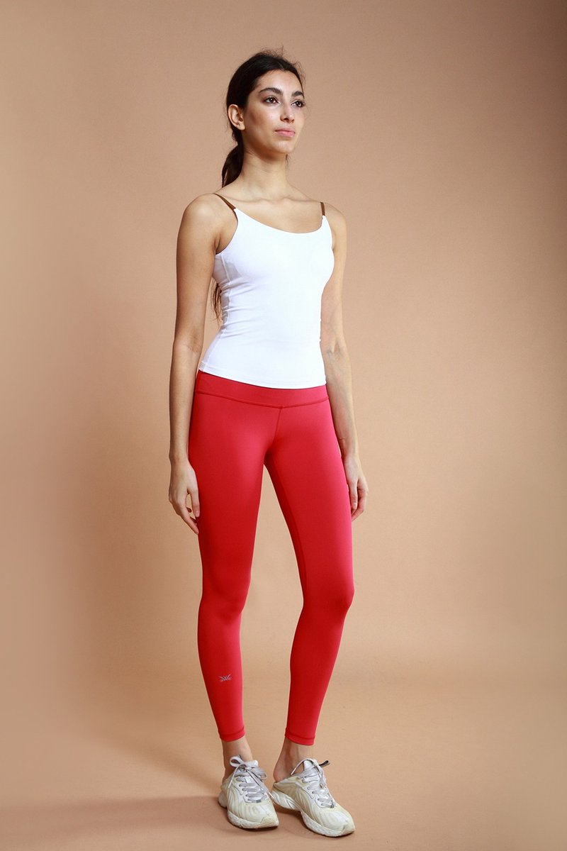 No slidingdown classic highwaisted leggings 26inch @breathm-blood mary red - Women's Sportswear Bottoms - Polyester Red