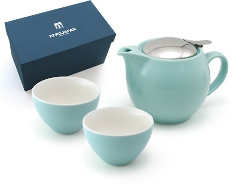ZERO JAPAN 香港代理 日本 ZERO JAPAN 陶瓷不銹鋼蓋茶壺(450cc) 連茶杯禮盒套裝