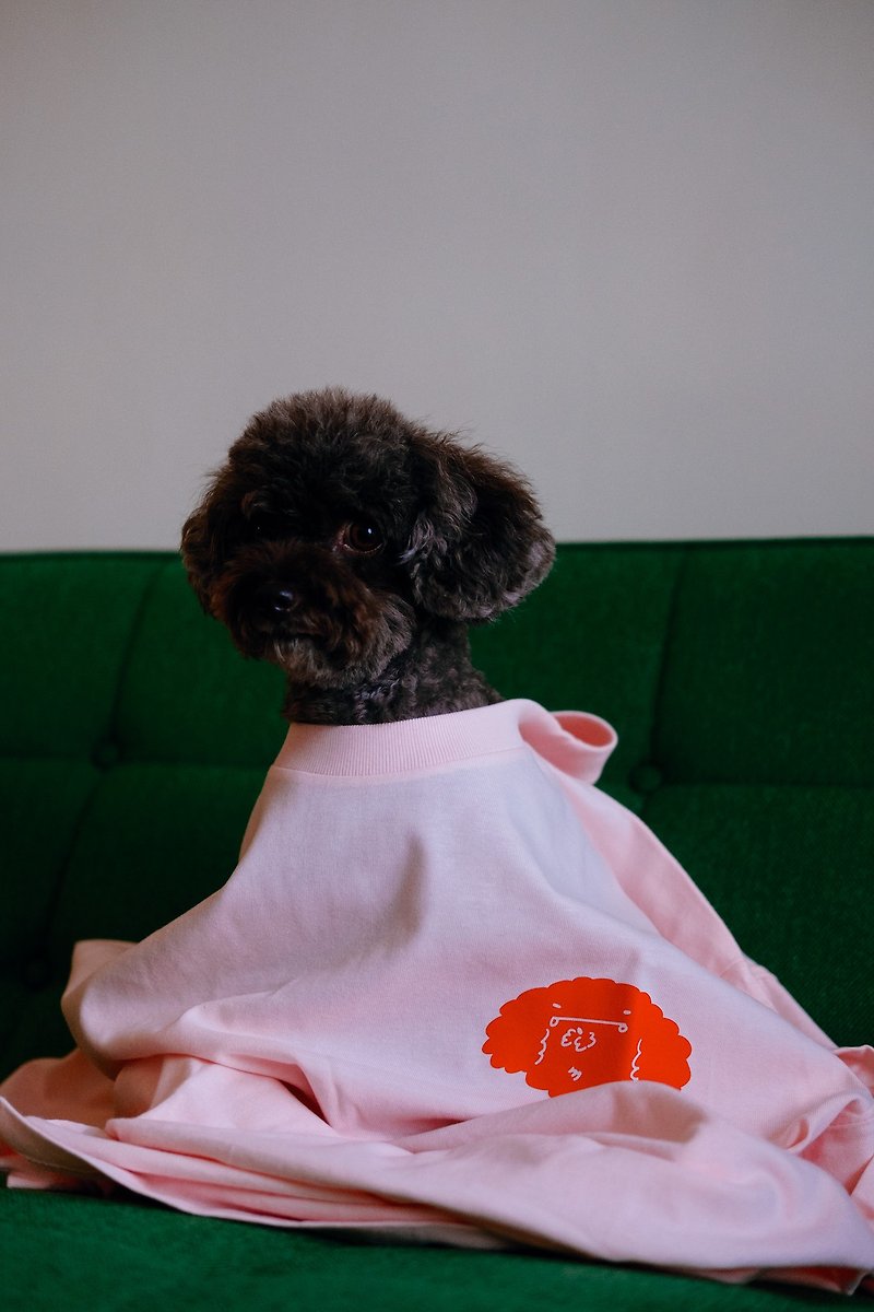 Small Head Dog/ 低調小狗頭 Tee Pink - 中性衛衣/T 恤 - 棉．麻 粉紅色