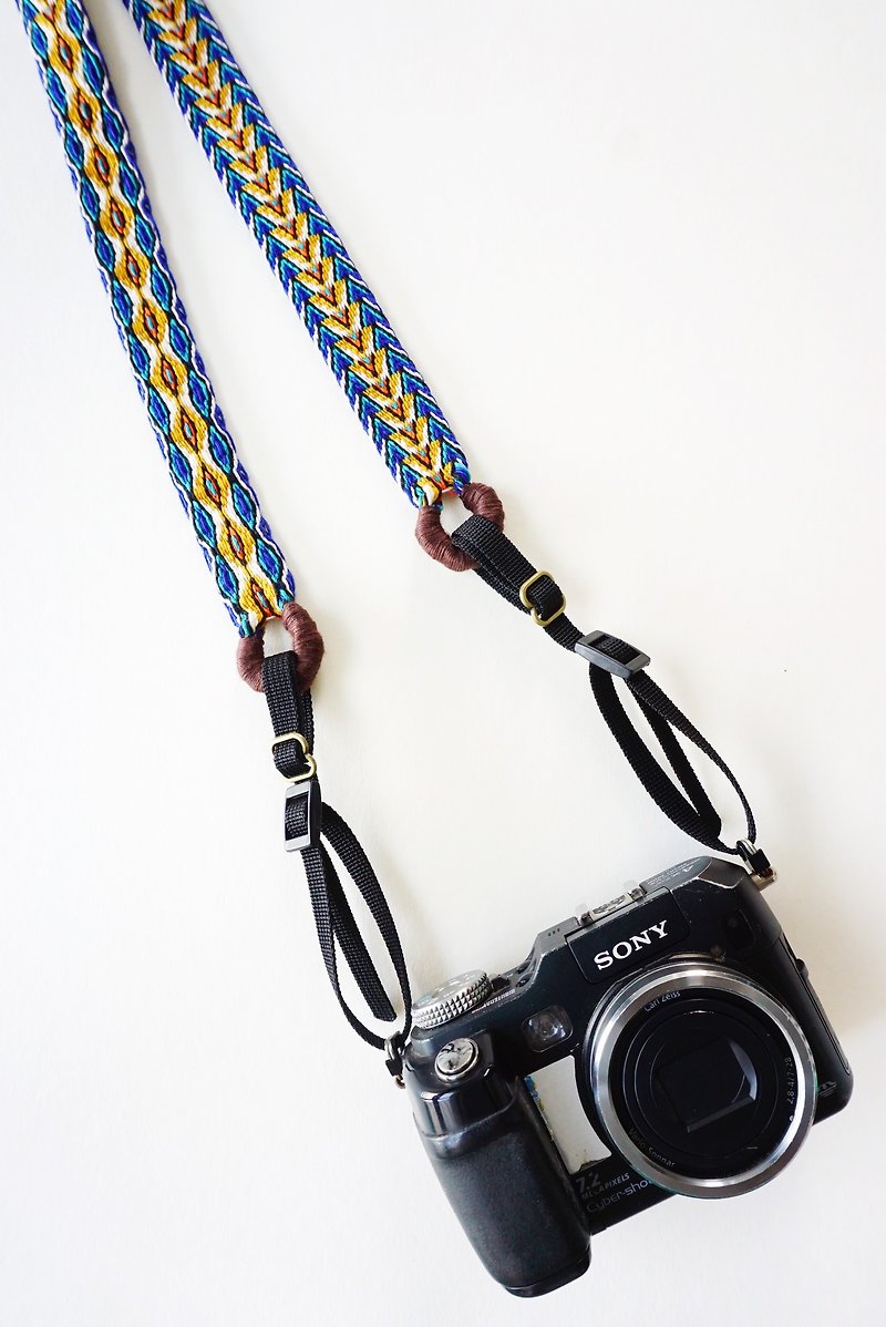 Camera strap double-sided wide hole handmade woven webbing - Camera Straps & Stands - Cotton & Hemp Multicolor