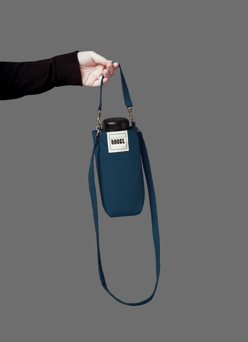 Universal Environmental Beverage Bag Detachable Long Strap Slanted Shoulder Carry Peacock Blue - Handbags & Totes - Cotton & Hemp Blue