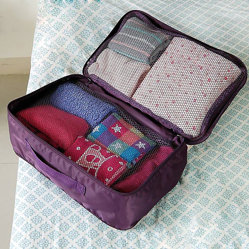 Suitcase clothing double-layer storage bag building block stacking storage mesh bag thickened high-density portable travel bag - กระเป๋าเดินทาง/ผ้าคลุม - ไนลอน 