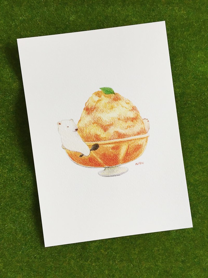 オレンジかき氷 ポストカード - カード・はがき - 紙 オレンジ