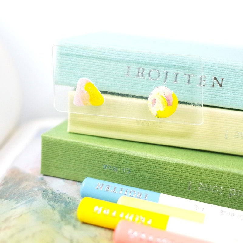 節氣 夏至 手繪貼耳耳環 耳針/耳夾 - 耳環/耳夾/耳骨夾 - 防水材質 橘色